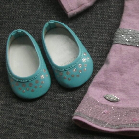 AMERICAN GIRL Doll TRULY ME outfit Purple Lilac Dress & Blue with Silver Shoes - Picture 3 of 4